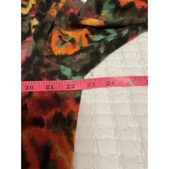 Nina Leonard Dolce Knit Duster/Cardigan, Black And Multicolor Floral Print, L - Picture 6 of 9